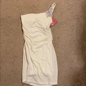 Single strap ivory dress
